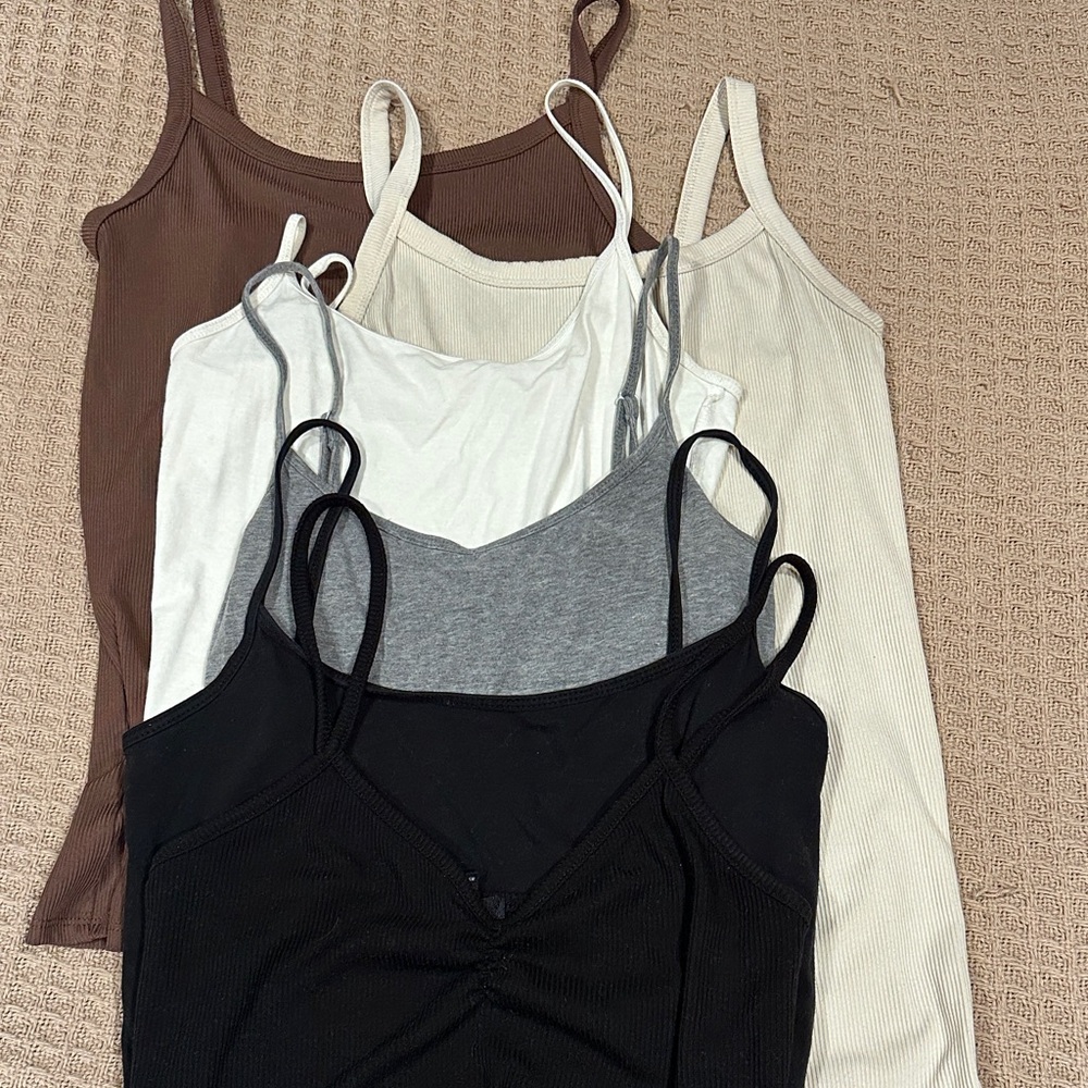 Women's Camisole Tank Top Set - Black, Gray, White, Cream, Brown